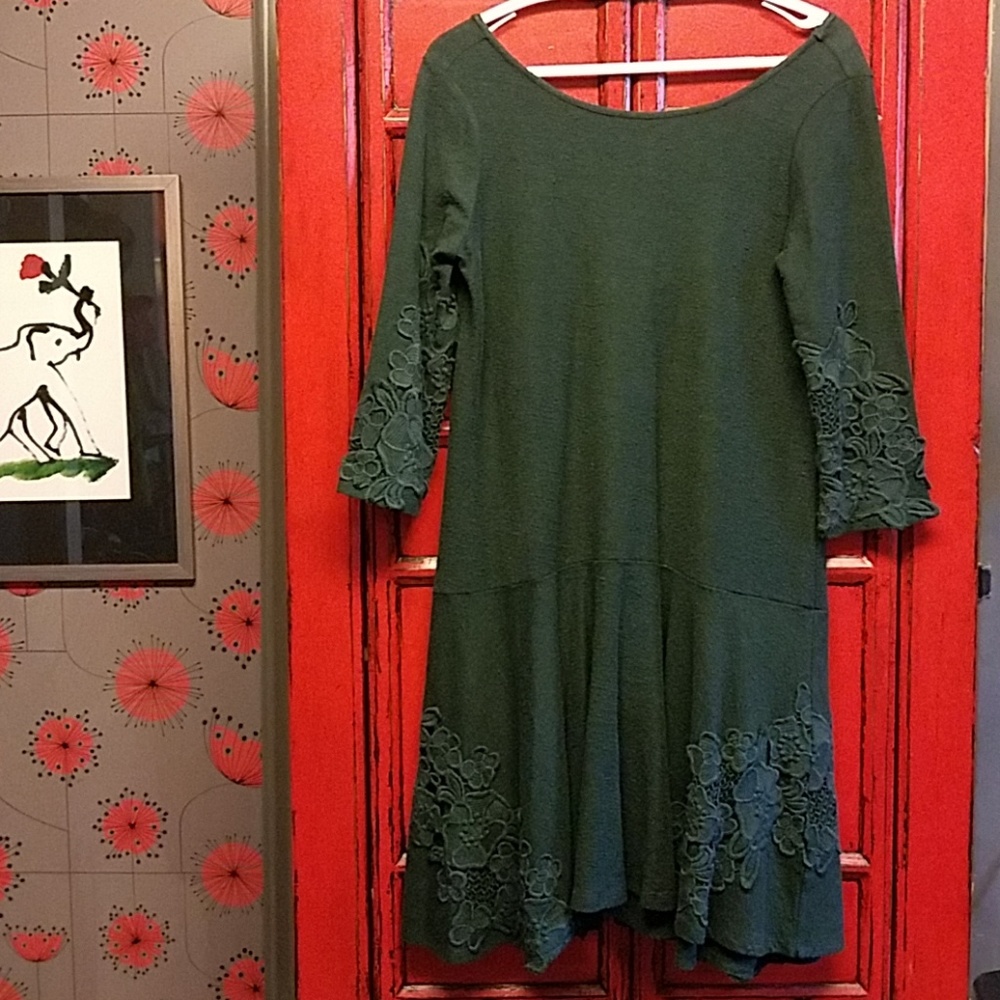 Anthropologie boat neck Dark green dress